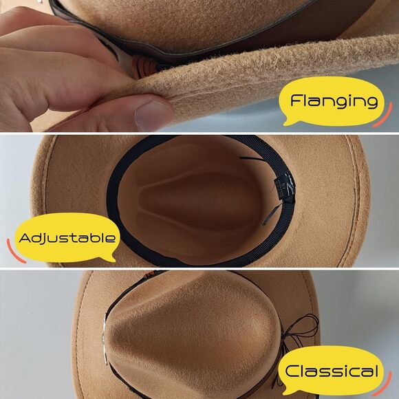 8623 Classic Western Cowboy Cap For Men Womens Wide Brim Fedora Cowgirl Hat main image 4